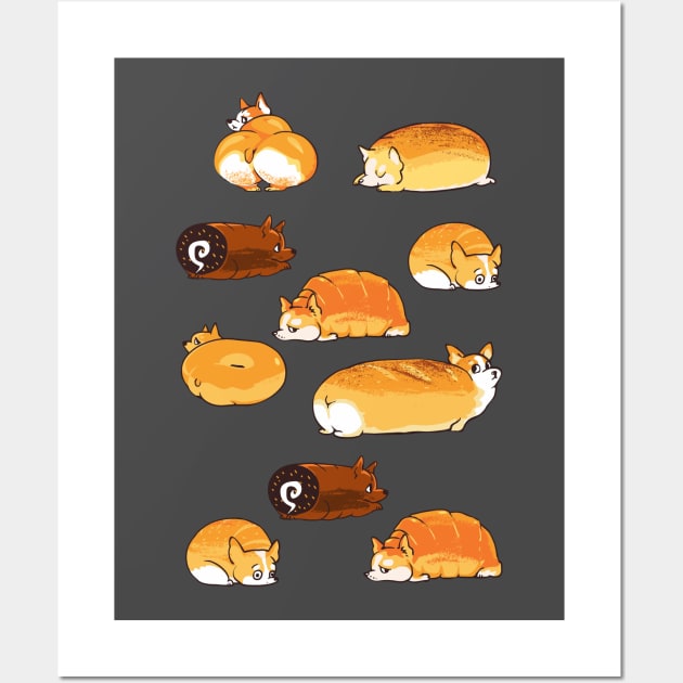 Bread Corgis Wall Art by huebucket